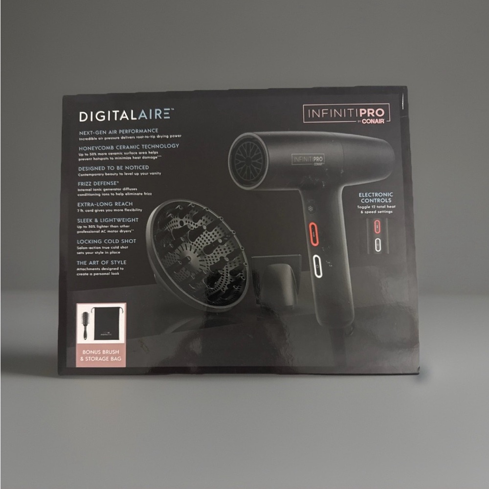 INFINITIPRO by Conair Black Hair Heat Dryer, brand new
